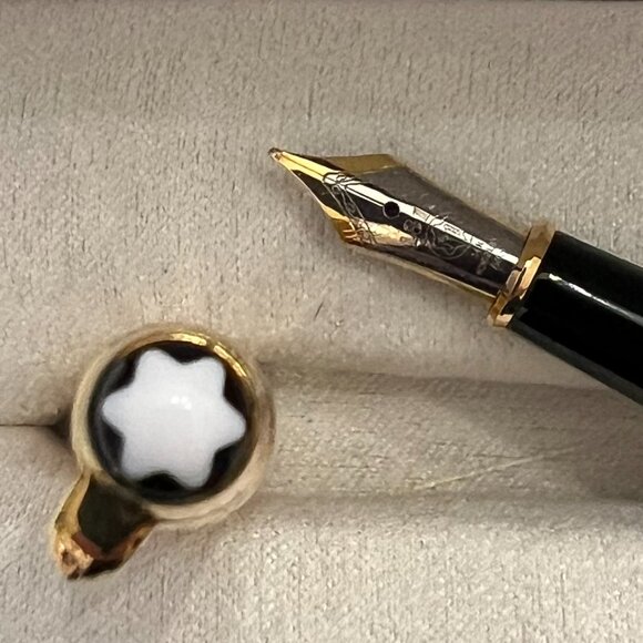 Mont Blanc Sterling Silver w/24K Gold Plate Fountain Pen + Ink Bottle! - Picture 8 of 16